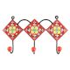 Ceramic Floral Tile Hook in Red Color